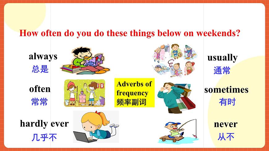 人教新目標(biāo)版英語八年級上冊 Unit2《How often do you exercise ？SectionA2d&Grammar Focus-3c 》課件第5頁