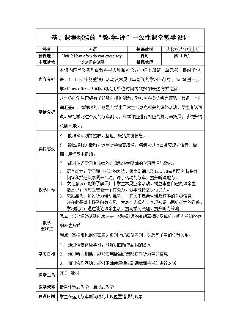 人教版八年级英语上册 Unit 2 第1课时《Section A 1a-2c)》课件+教案+导学案+素材01
