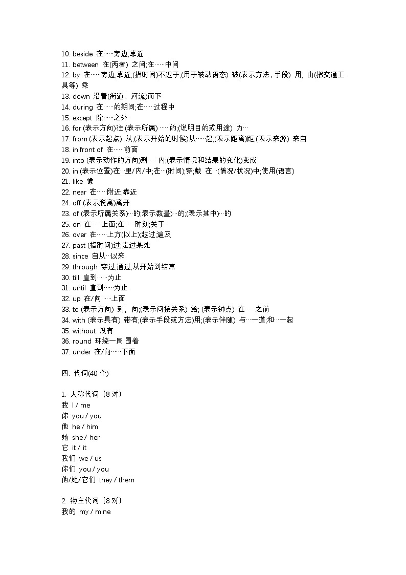 初中英语考试核心的词汇总结第2页