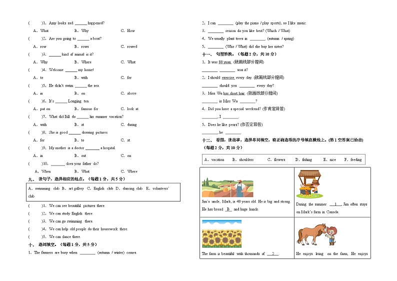 2024-2025学年小升初英语(新初一)入学分班考试提高卷(人教新起点)第2页