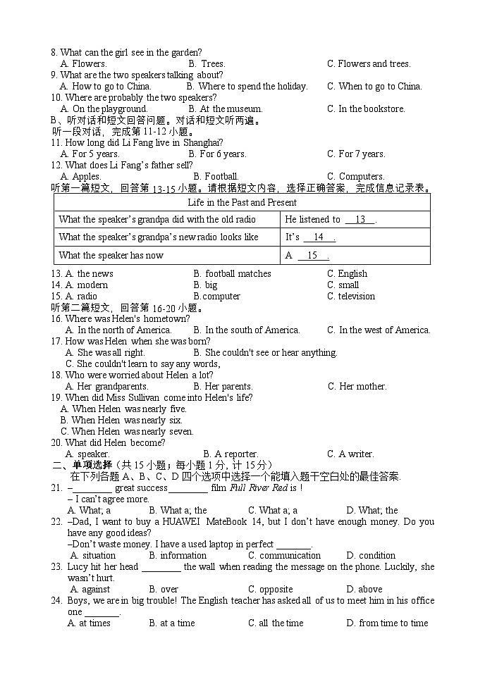 2022-2023學(xué)年江蘇省揚(yáng)州中學(xué)教育集團(tuán)樹人學(xué)校八年級(jí)(下)期中英語(yǔ)試卷第2頁(yè)