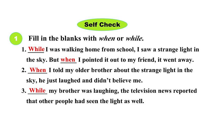Unit 3 What were you doing when the rainstorm came_ Section B 3a~Self Check課件魯教版(五四制)八年級上冊第7頁