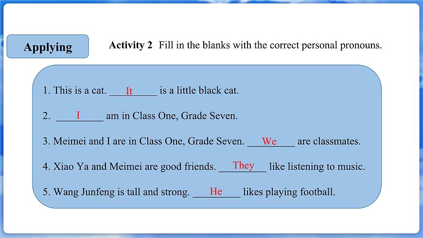 Unit 1 Let's be Frienda! 第5課時  Grammar in Use第5頁
