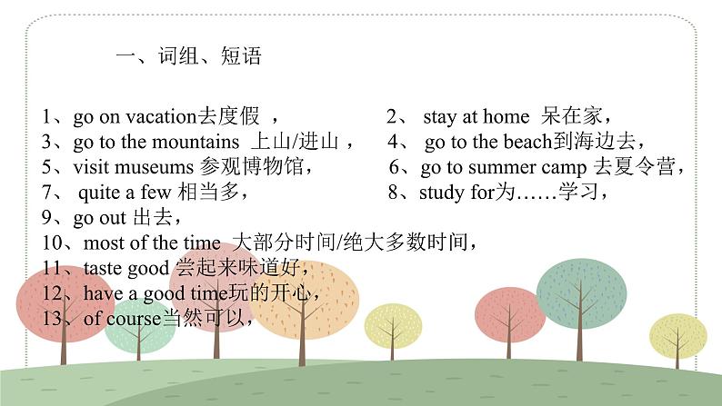 人教版八年级上册英语Unit 1 Where did you go on vacation 期末总复习课件第4页