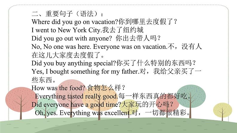 人教版八年级上册英语Unit 1 Where did you go on vacation 期末总复习课件第6页