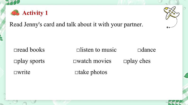 冀教版2024七年级上册英语Unit 3 All about me Lesson 4 What do you like to do课件03