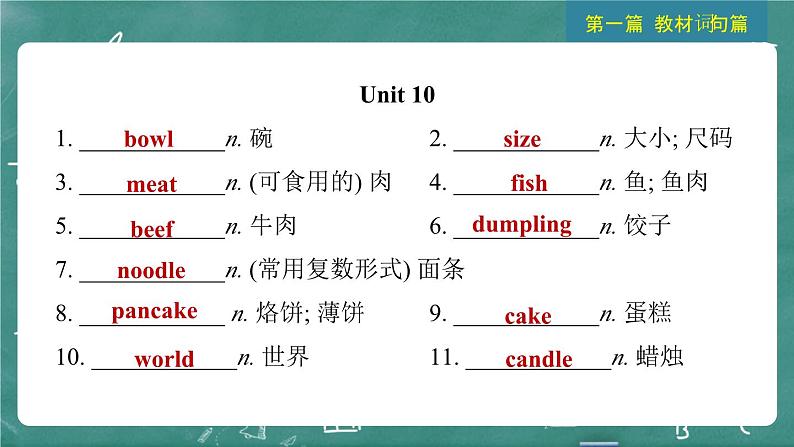 中考英语 教材词句篇 七年级下册 第5 讲 Units 9 ~ 12 习题课件第5页