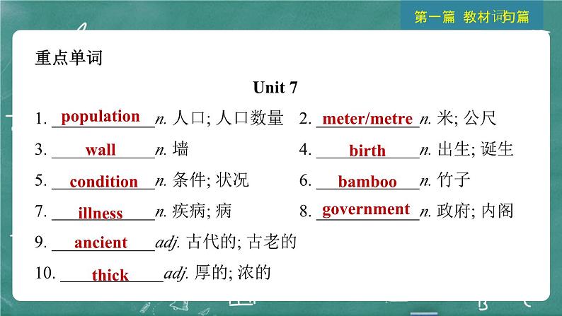 中考英语 教材词句篇 八年级下册 第14 讲 Units 7 ~ 8 习题课件03