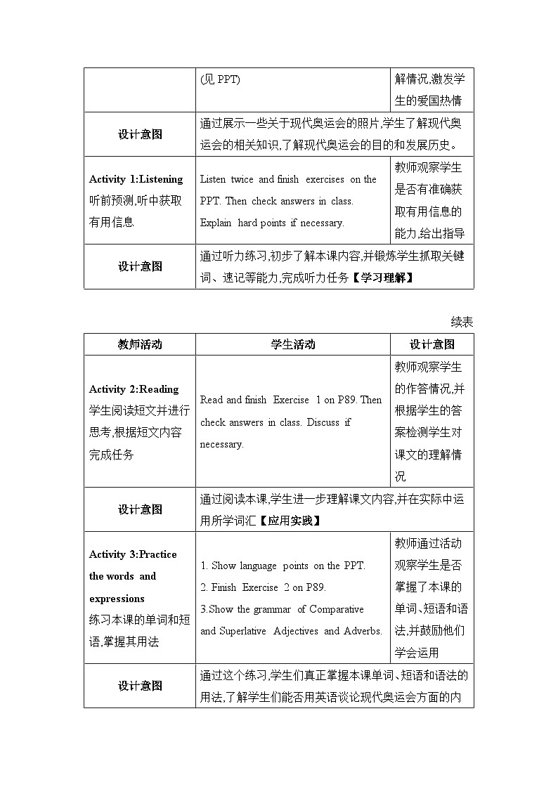 Unit 6 Lesson 34 Modern Olympics 教案第2页