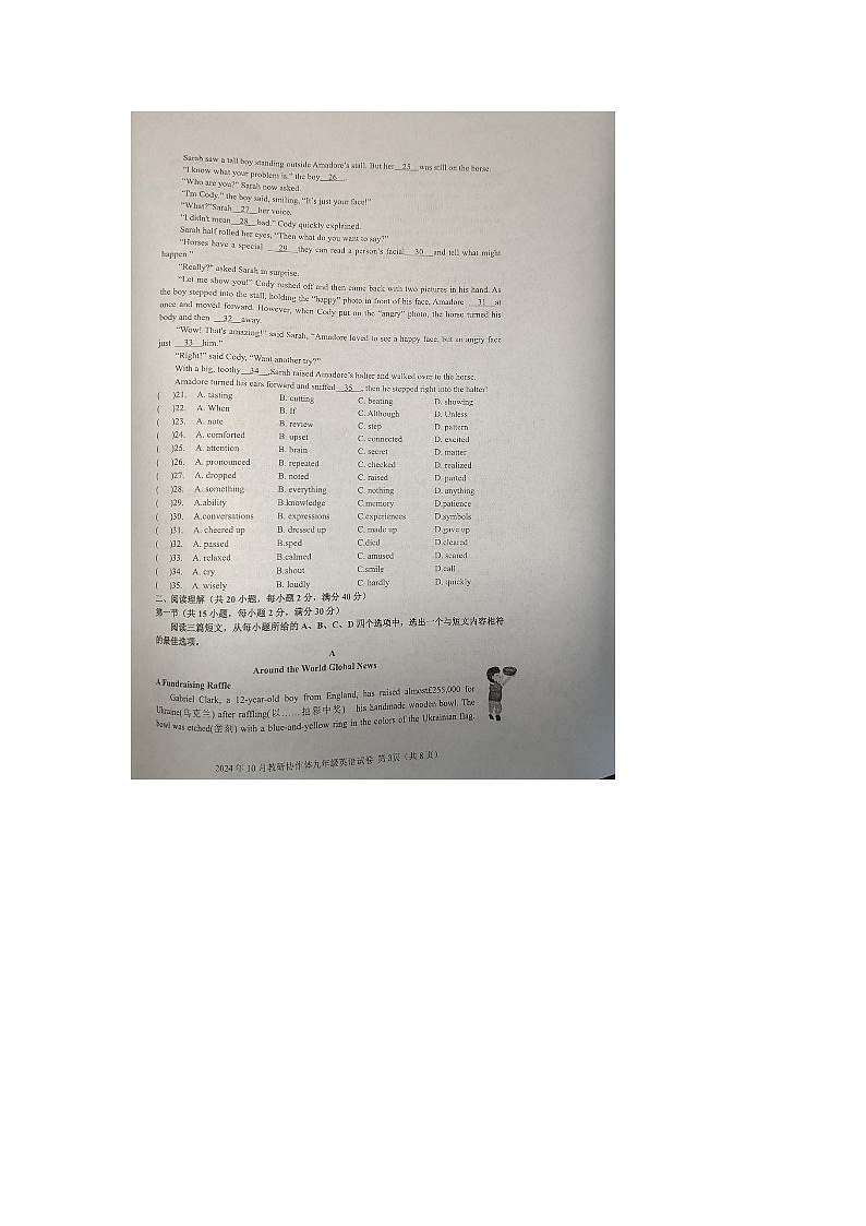 湖北省黄石市黄石港区教研协作体2024-2025学年上学期九年级10月模拟预测英语试题第3页