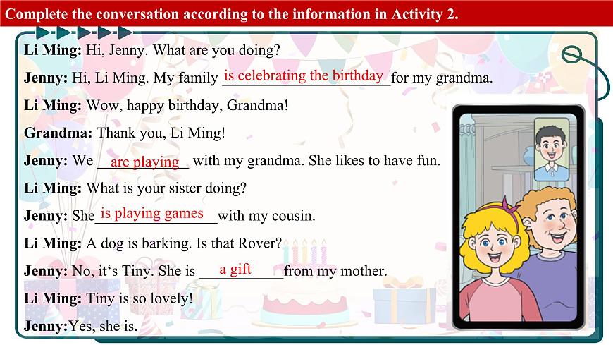 冀教版七上英語第4單元Lesson 3 Grandma's birthday party課件第8頁