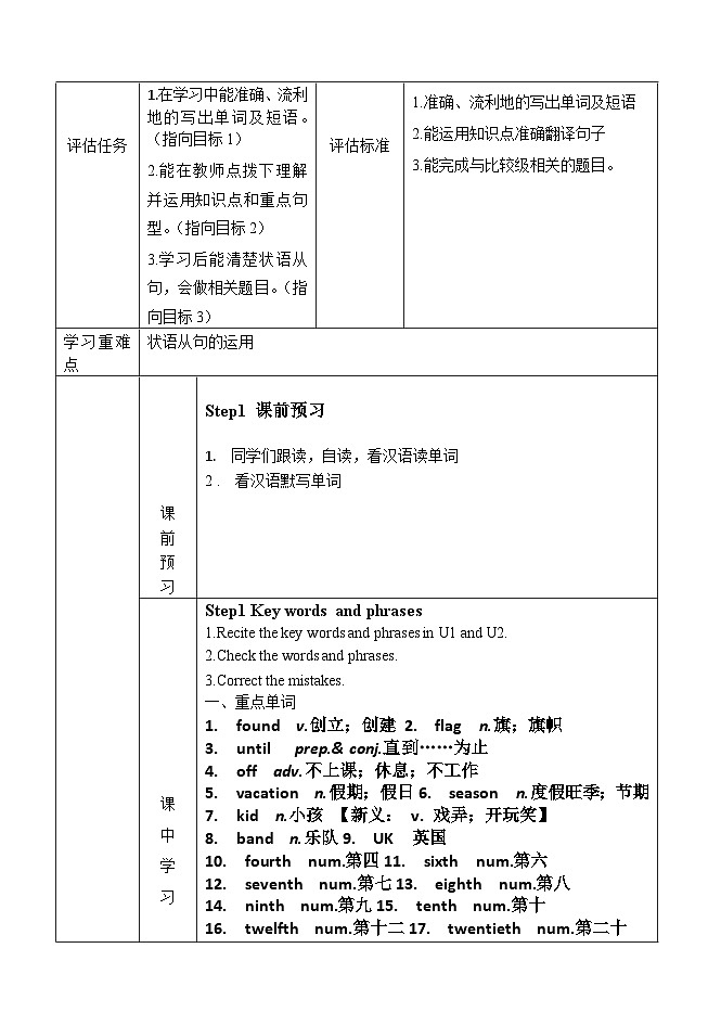 外研版九年级英语上册 Module 2复习课 学历案同步练习02