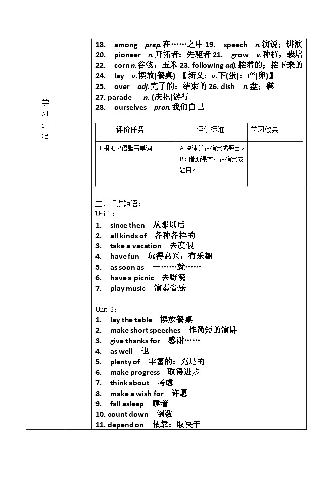 外研版九年级英语上册 Module 2复习课 学历案同步练习03