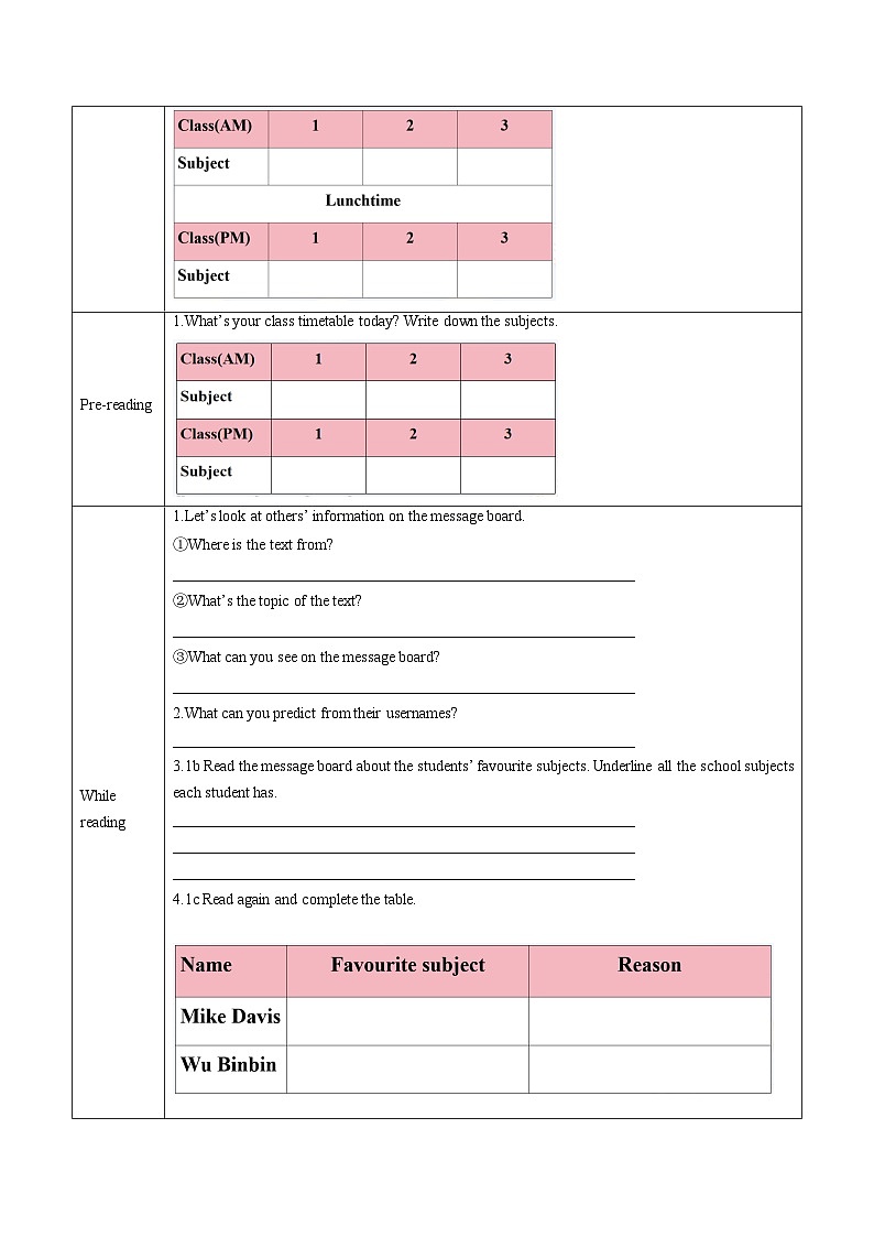 Unit 4(第4课时 Section B 1a-2b)(导学案)第2页