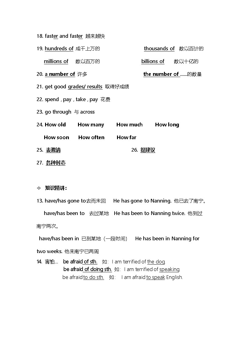 外研版九年级上学期英语各单元语法知识点复习学案第2页