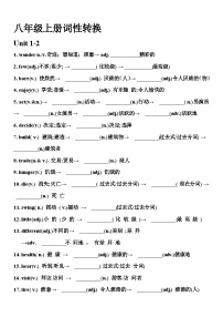 2024-2025学年人教版英语八年级上册期末复习词性转换练习