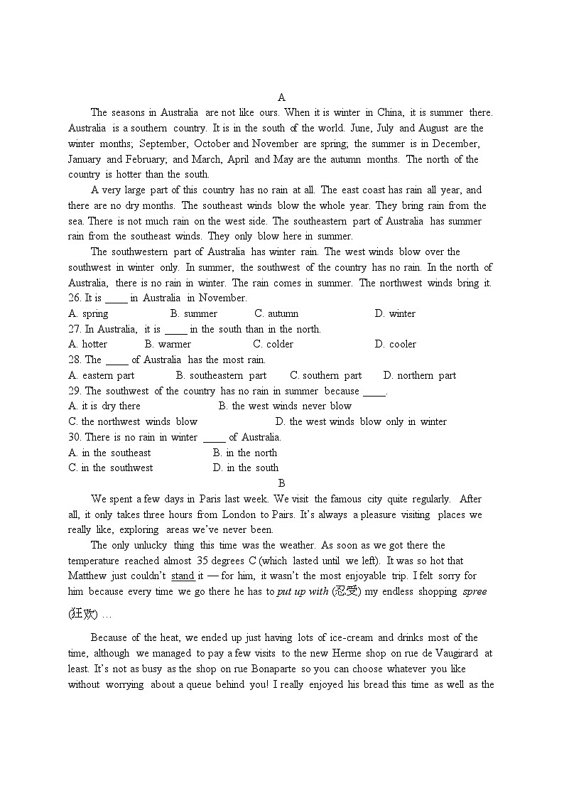 2022年九级英语上学期Book5Module7Australia试题外研版第3页