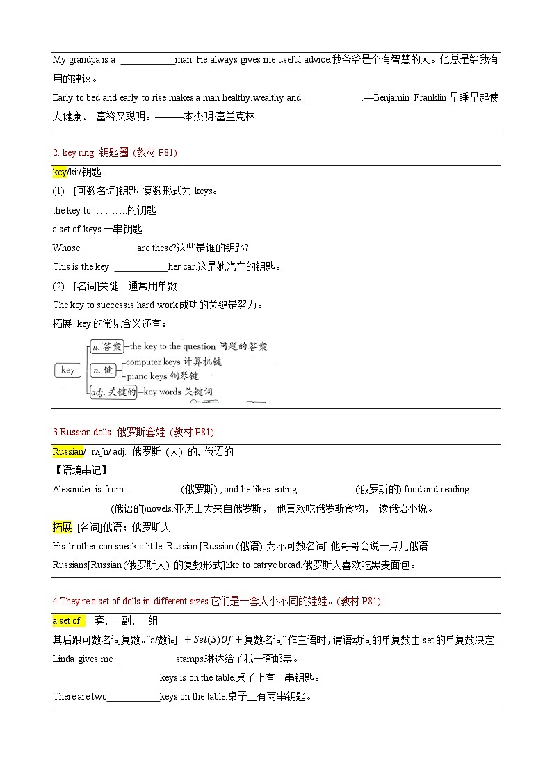 Unit7 Be wise with money【速记清单】-2024-2025学年七年级英语上册单元速记•巧练(译林版2024)02