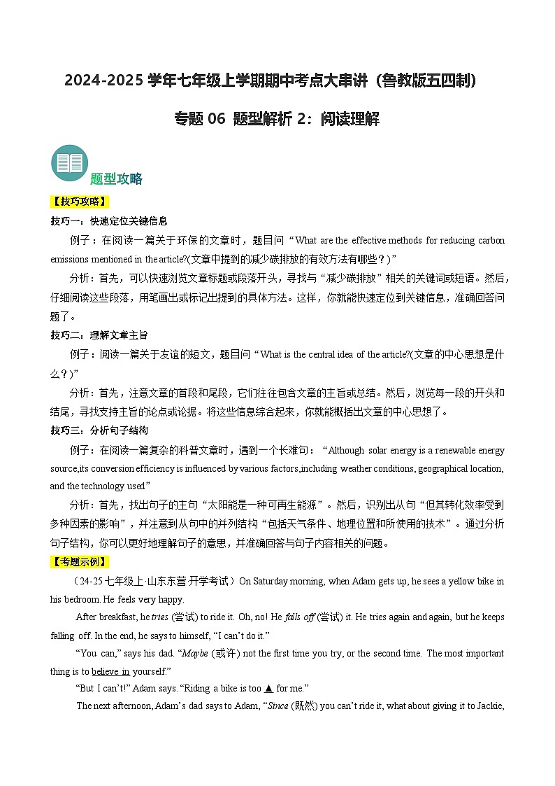 专题06 阅读理解【题型解析】(解析版)第1页