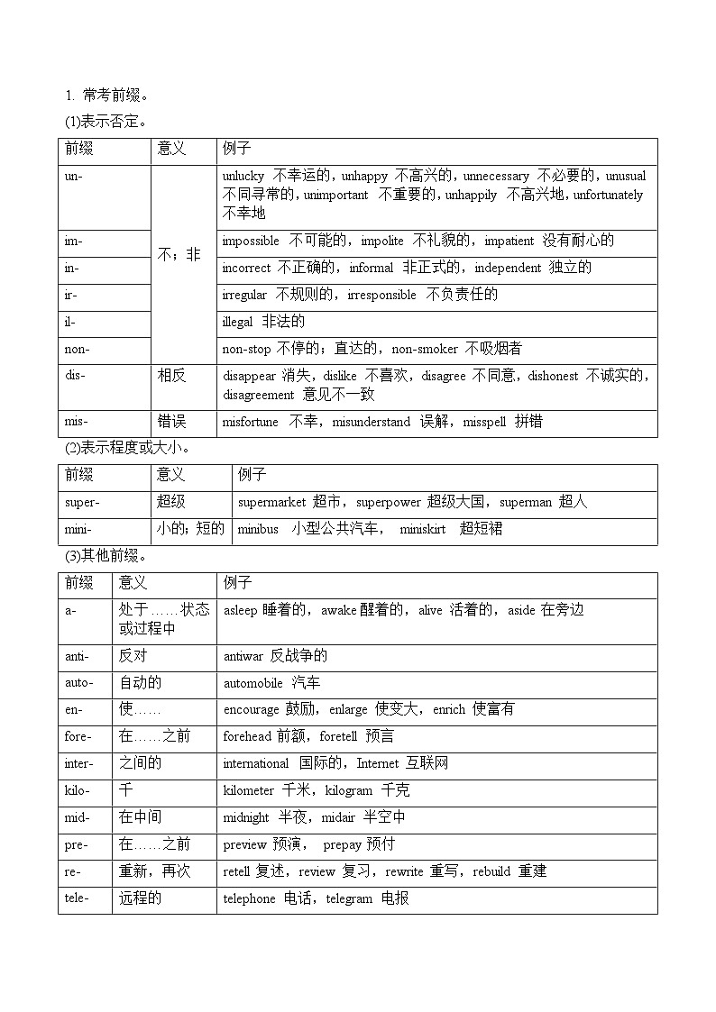2025年中考英语一轮复习语法讲义第18讲 构词法(解析版)第3页