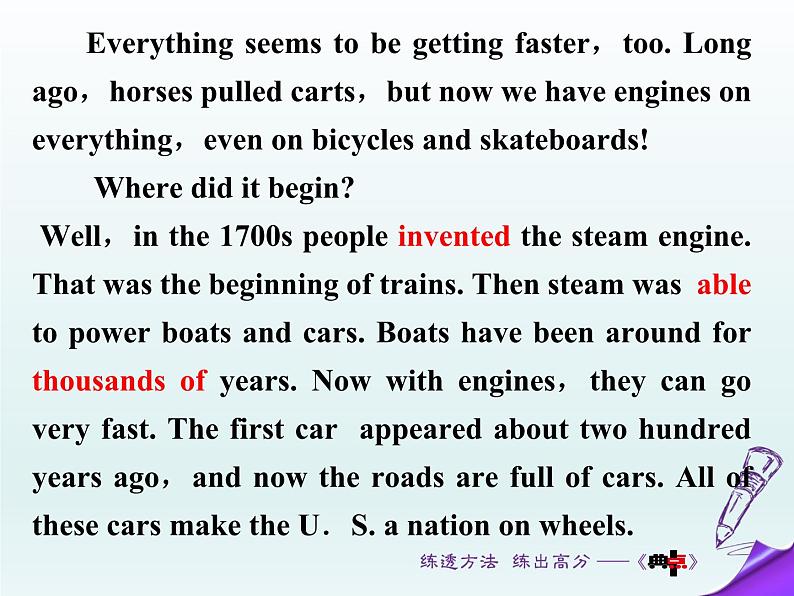 2024冀教版八上英语Unit 6 Go With Transportation Lesson 33 Life on Wheels课件06