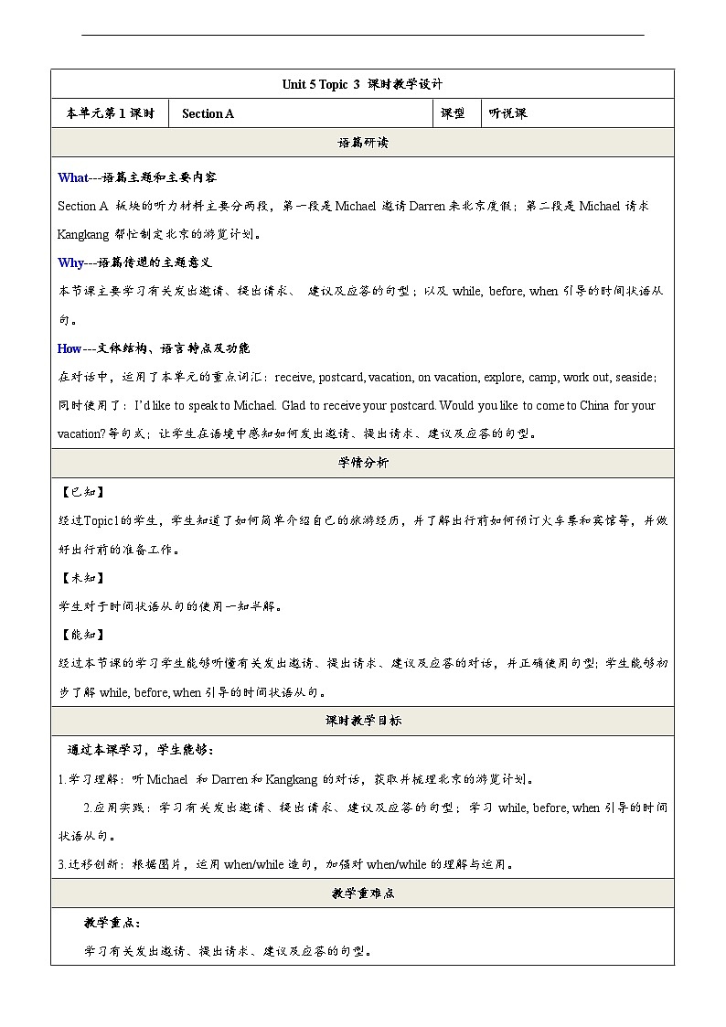 Unit 6 Topic 2 课教学设计第1页
