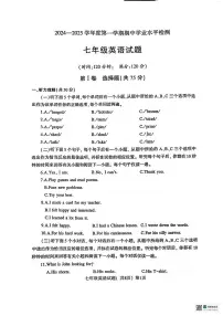 山东省聊城市东昌府区2024-2025学年七年级上学期11月期中英语试题