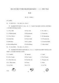 重庆市渝中区巴蜀学校2024~2025学年九年级(上)期中英语试卷(含答案)