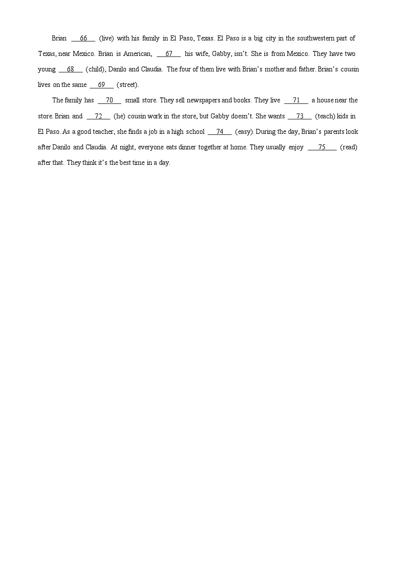 人教版七年级英语上册单元重难点易错题精练 Unit 2 单元话题语法填空练习(含答案)第3页
