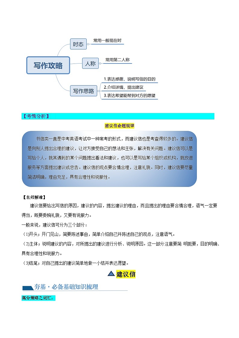 第21讲 书面表达之建议信(讲义)-2024年中考英语一轮复习讲练测(全国通用)(解析版)第2页