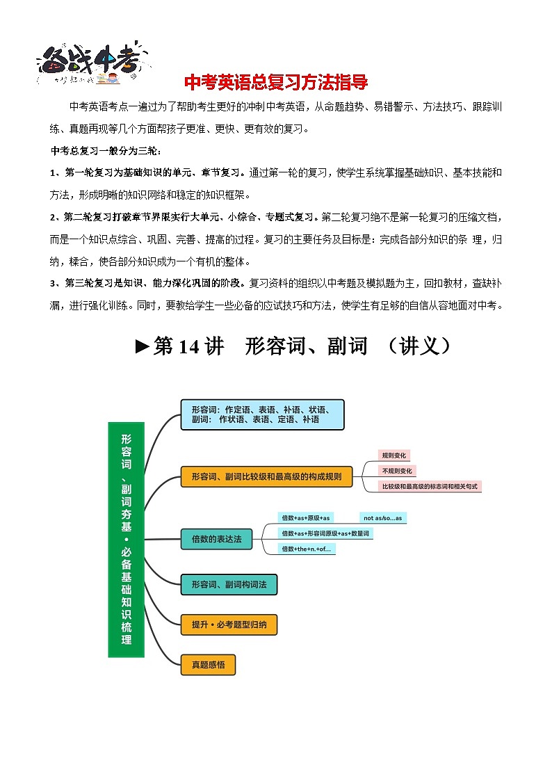 第14讲 形容词、副词(讲义)-2024年中考英语一轮复习讲练测(全国通用)(解析版)第1页