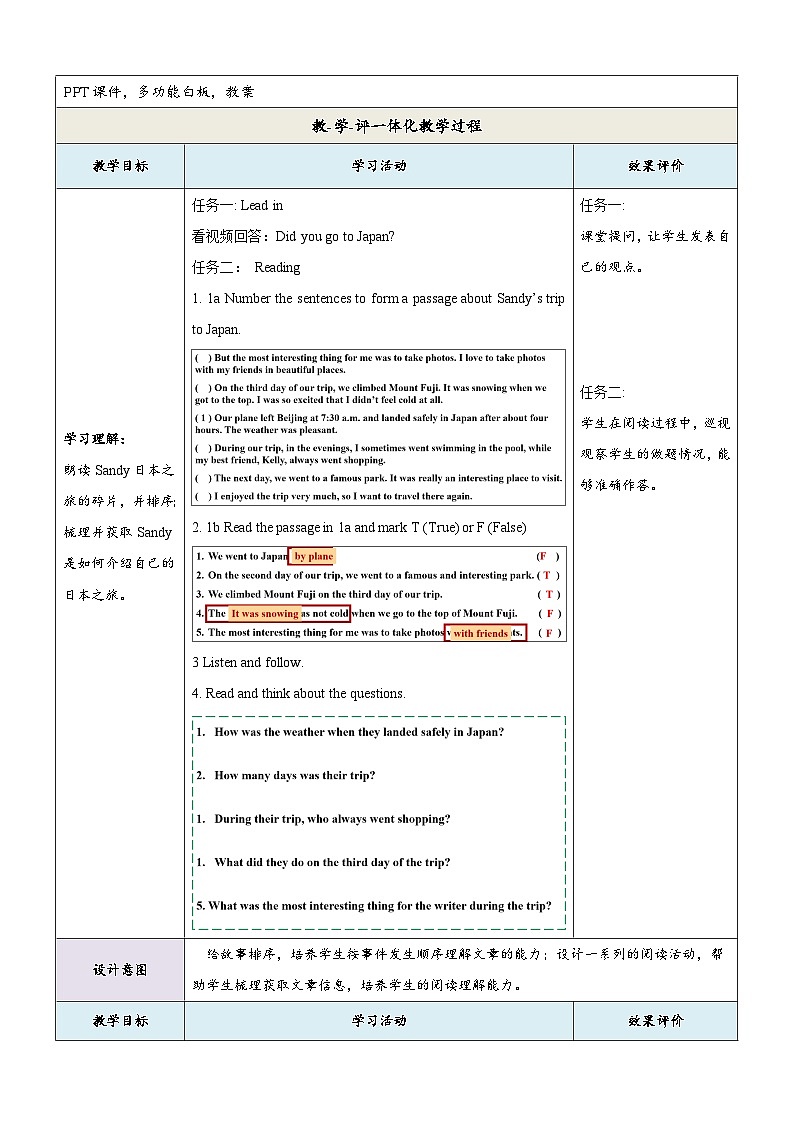 仁爱科普版英语八下 Unit 6 Topic 1 《Enjoy Cycling》Section D 教案第2页