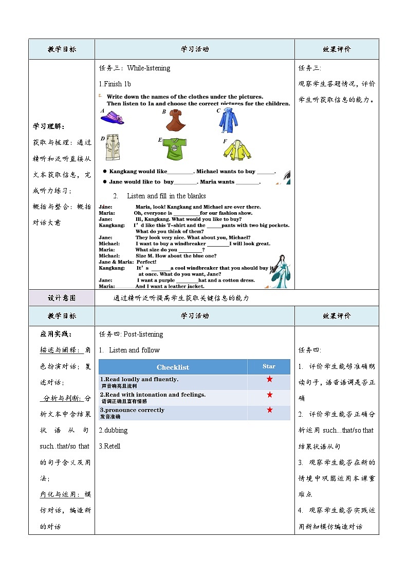 仁爱科普版英语八下 Unit 8 Topic 1 《 We will have a class fashion show》Section B 教案第3页