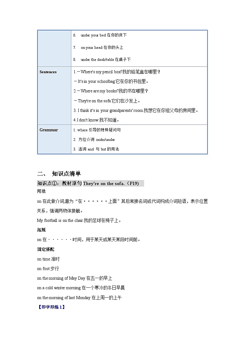 人教版七年级英语上册同步备课Unit4单元知识清单SectionA(基础+知识点+语法)第2页