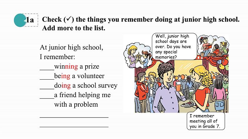 Unit 14 I remember meeting all of you in Grade 7. Section A(1a-2d)课件-2024-2025学年人教版英语九年级全册第6页