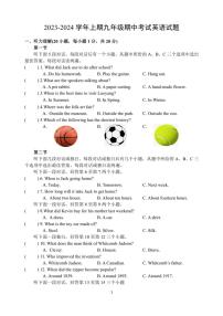 河南省郑州市枫杨外国语学校2023～2024学年九年级(上)期中英语试卷(含答案)