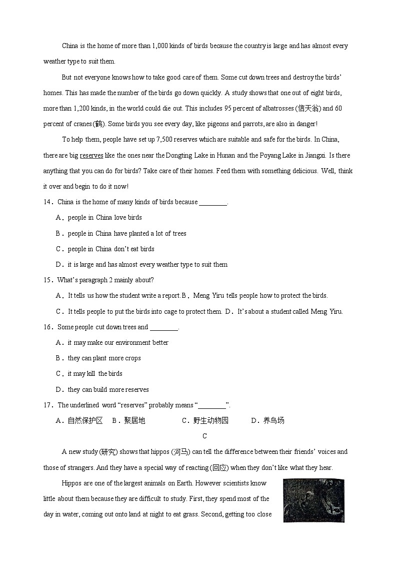 2024-2025学年八年级上学期英语12月月考模拟试卷(含答案解析)第3页