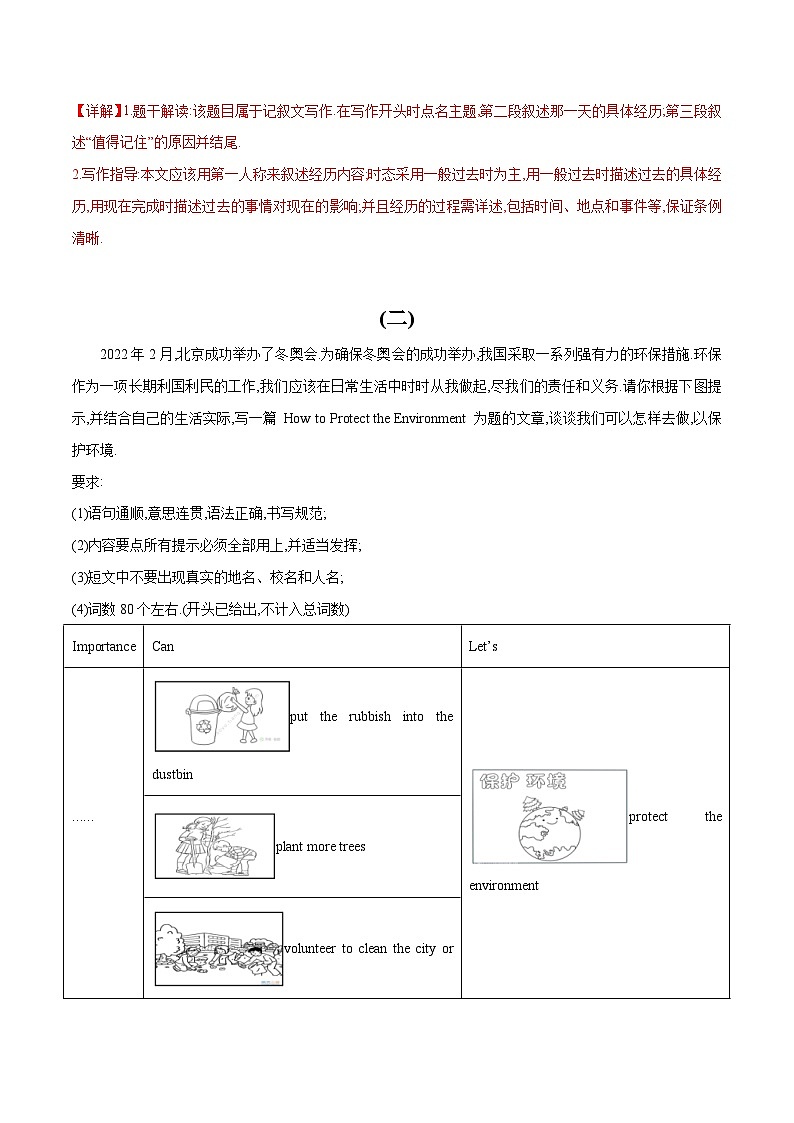 初中英语中考题型汇编高分训练训练 49 书面表达(材料作文精选15题)(全国通用)(附答案)第2页