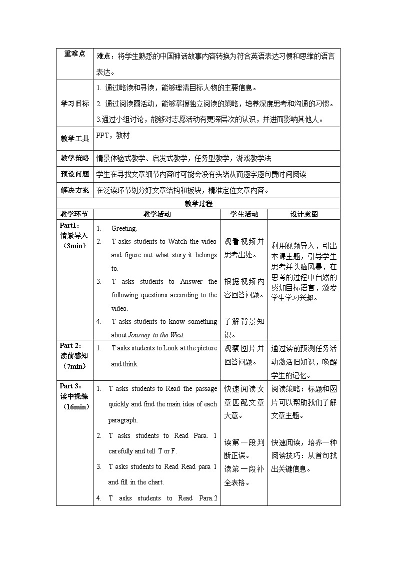 人教版英语八下 Unit 6 An old man tried to move the mountains 第3课时 Section A 3a-3c 教案第2页