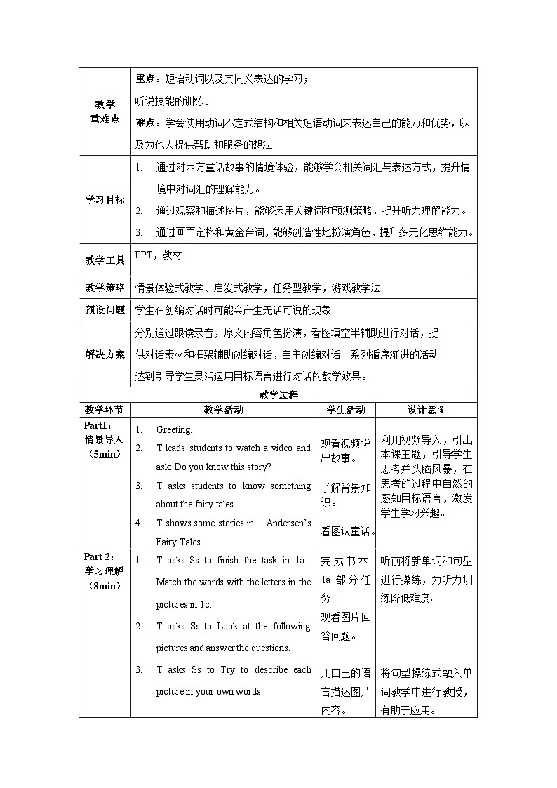 人教版英语八下 Unit 6 An old man tried to move the mountains 第4课时 Section B 1a-1d 教案第2页