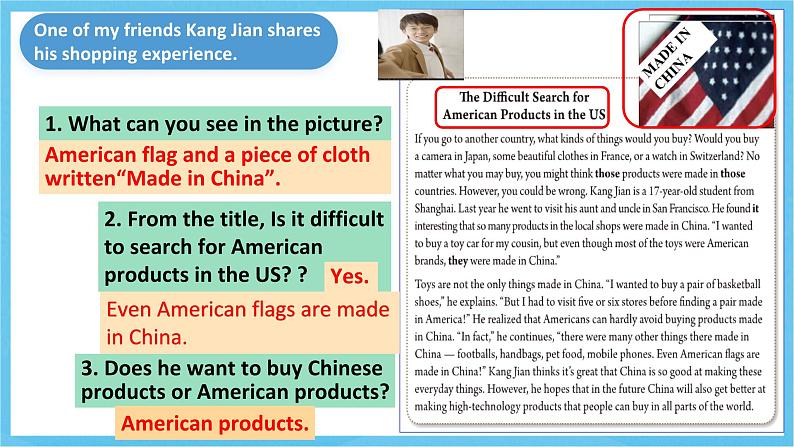 人教版英语九年级全册 Unit 5 What are the shirts made of? Section A 3a-3c 阅读课课件第8页