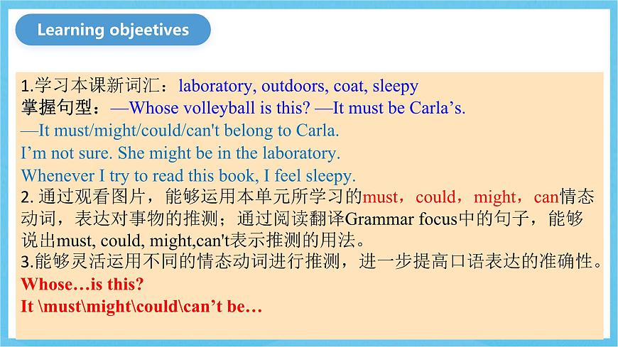 人教版英語九年級全冊 Unit 8 It must belong to Carla. Section A Grammar focus-4c 語法課課件第2頁