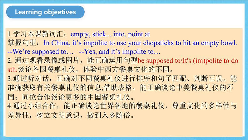 人教版英语九年级全册 Unit 10 You're supposed to shake hands. Section B 1a-1d 听说课课件第3页