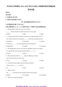 2024～2025学年黑龙江省齐齐哈尔市铁锋区九年级上期末教学质量监测英语试卷(含答案)