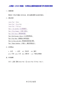 人教版(2024新版)七年级上册英语期末复习考点知识清单