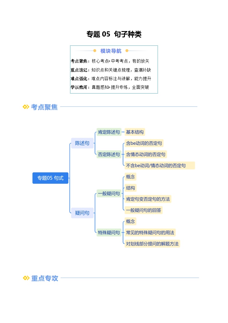 第05讲 句子种类-【寒假自学课】2025年七年级英语寒假提升精品讲义（人教版2024）