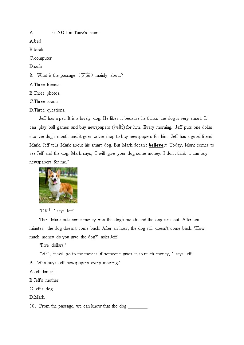 浙江省宁波市余姚市六校2024-2025学年七年级上学期期中联考英语试卷(含答案)第2页