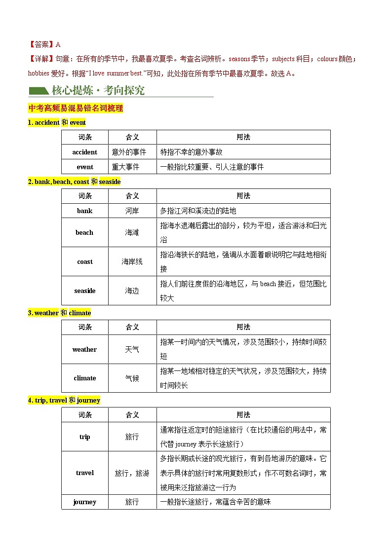 中考英语第二轮复习专题01 名词 & 冠词 & 代词 & 介词(讲练)(解析版)第2页