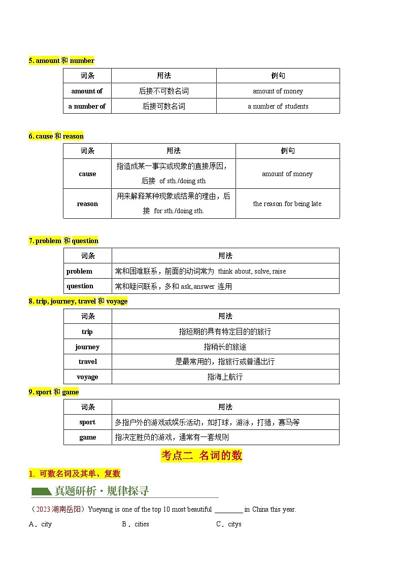 中考英语第二轮复习专题01 名词 & 冠词 & 代词 & 介词(讲练)(解析版)第3页