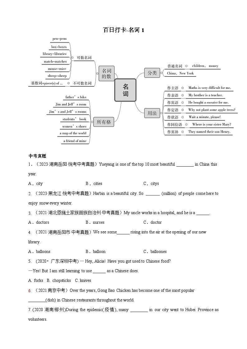 百日打卡-名词1原卷版第1页